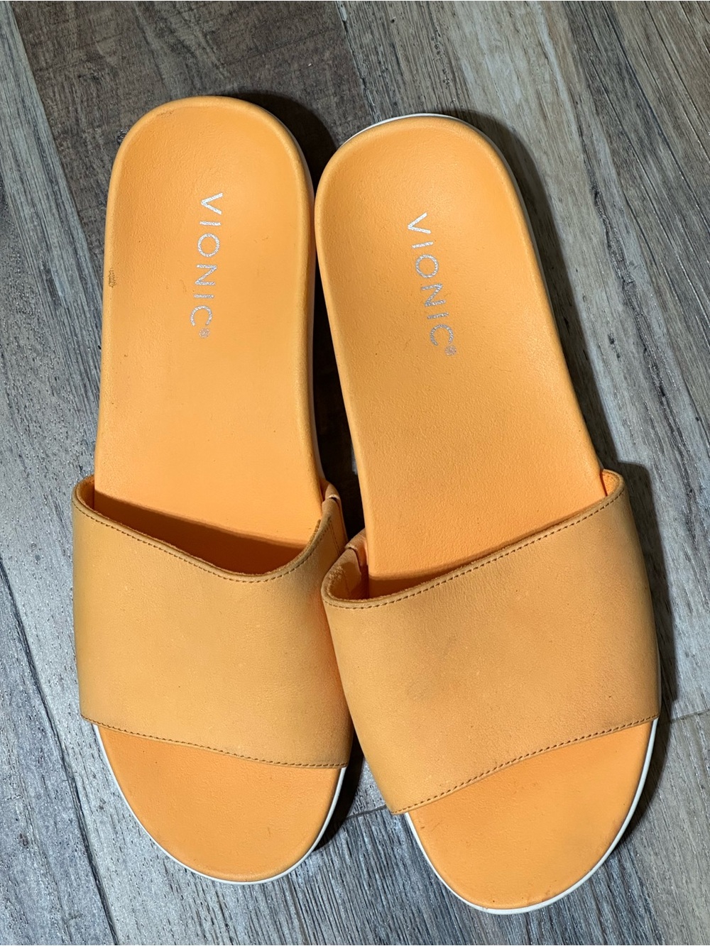 Vionic Orange Slide Sandals with Wide Band